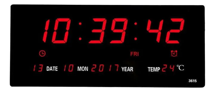Reloj Digital De Pared Pantalla Led Estructura Negro Usb