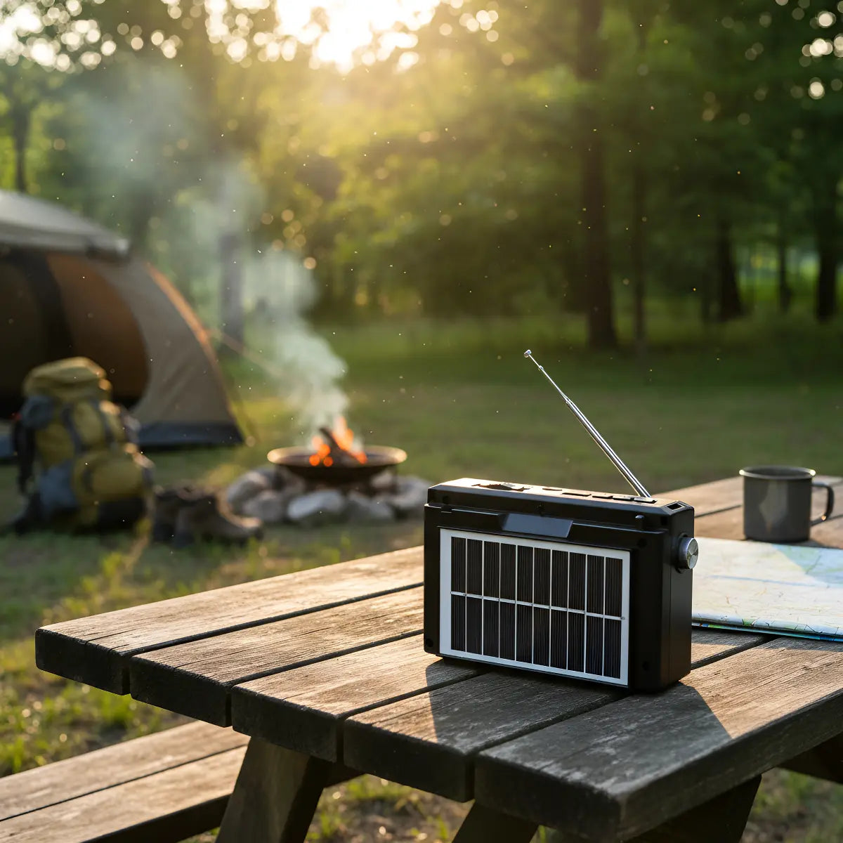 Radio Fm-am Linterna Bluetooth Portátil Carga Solar-usb