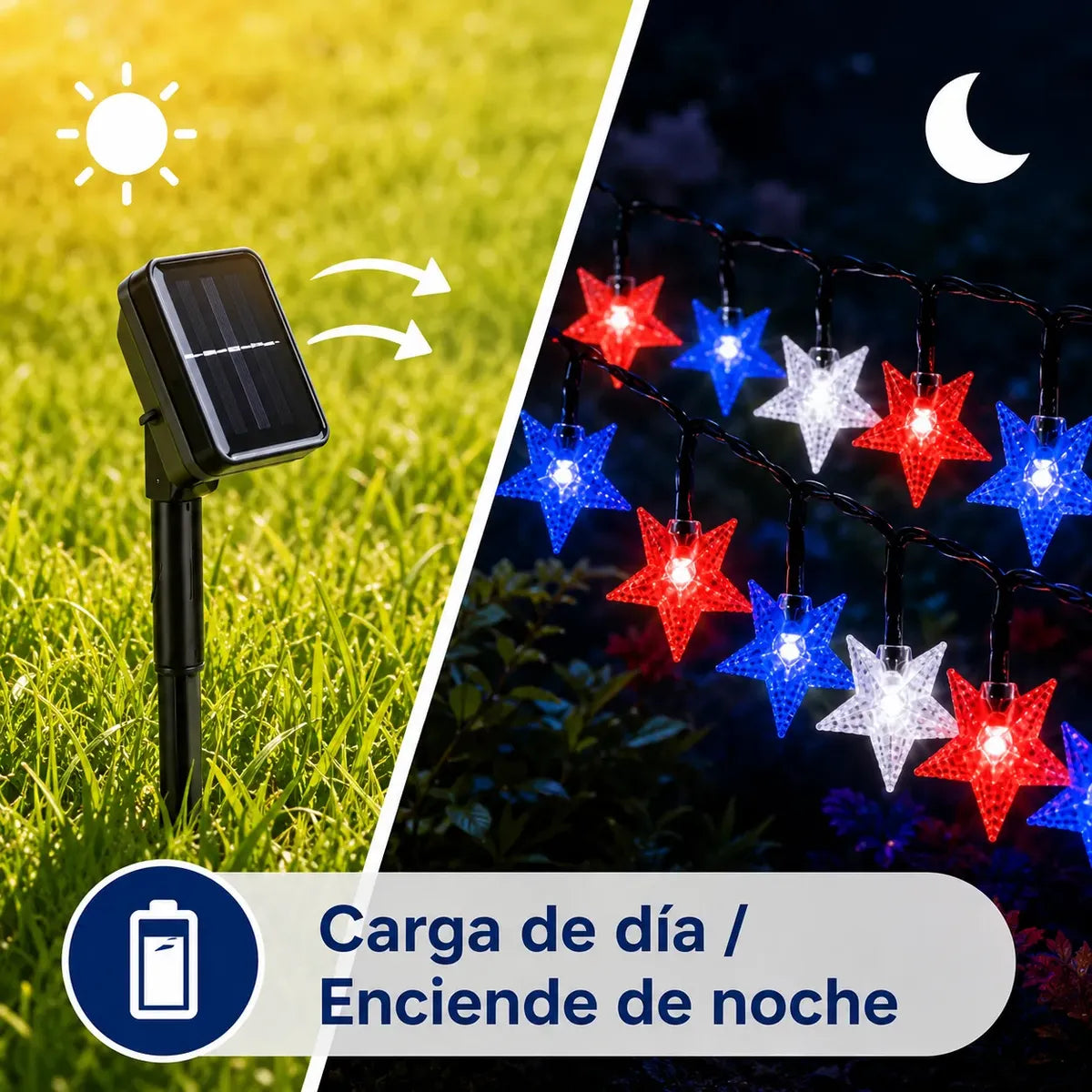 Guirnalda Luces Led Estrellas 20mtr Tricolor Fiestas Patrias