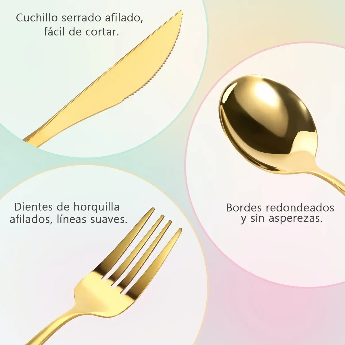 Juego De Cubiertos De 24 Cuchillos, Cucharas Y Tenedores