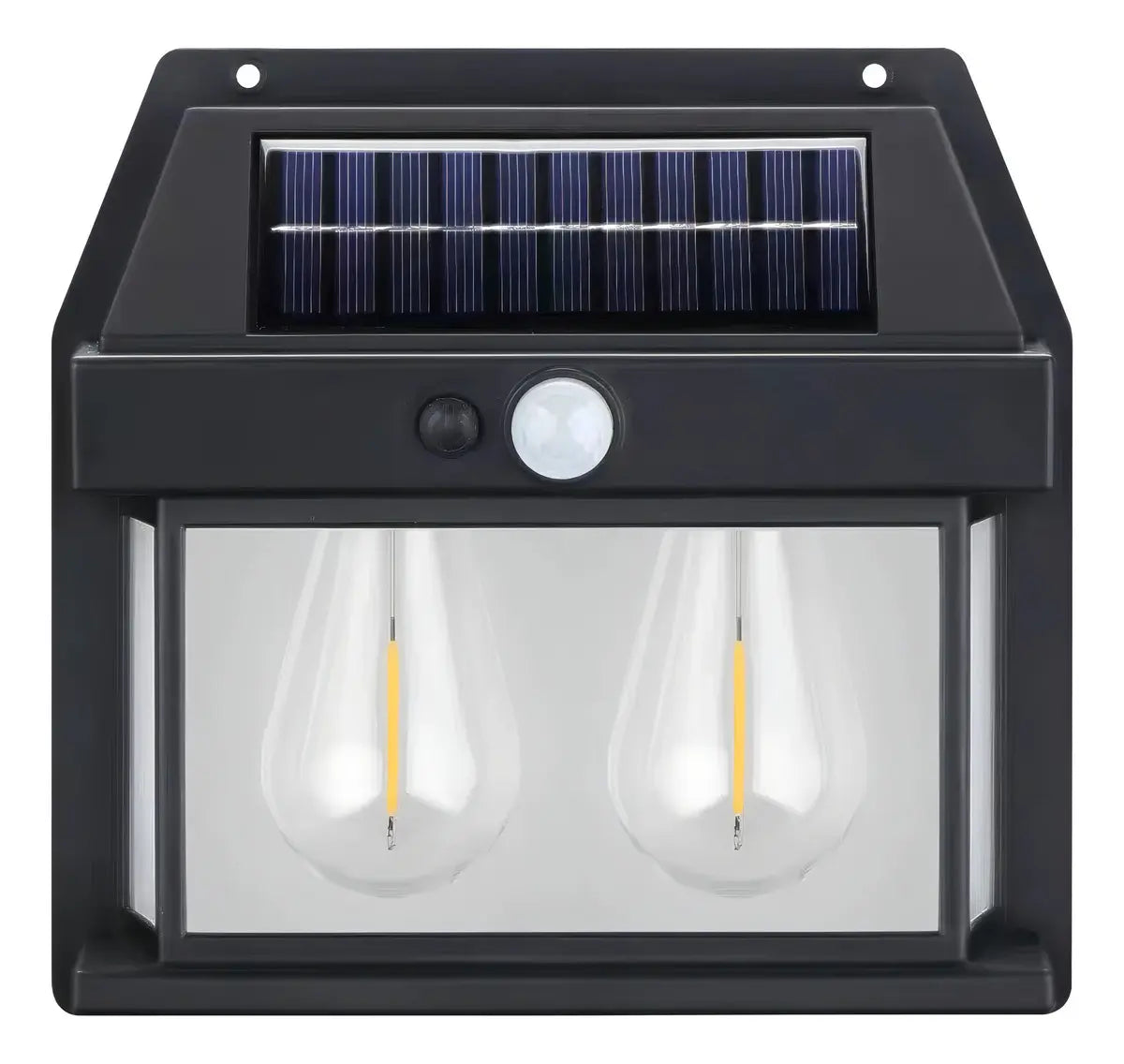 Pack X 2 Lampara Solar Led Ampolleta Doble Pared Aplique Estructura Negro