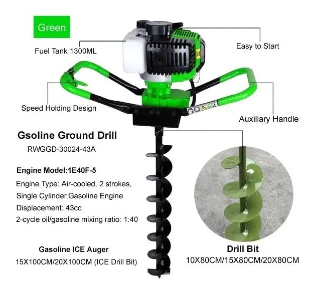 Ahoyador Barreno 53cc Profesional Motor 2 Tiempos 65000 Rpm