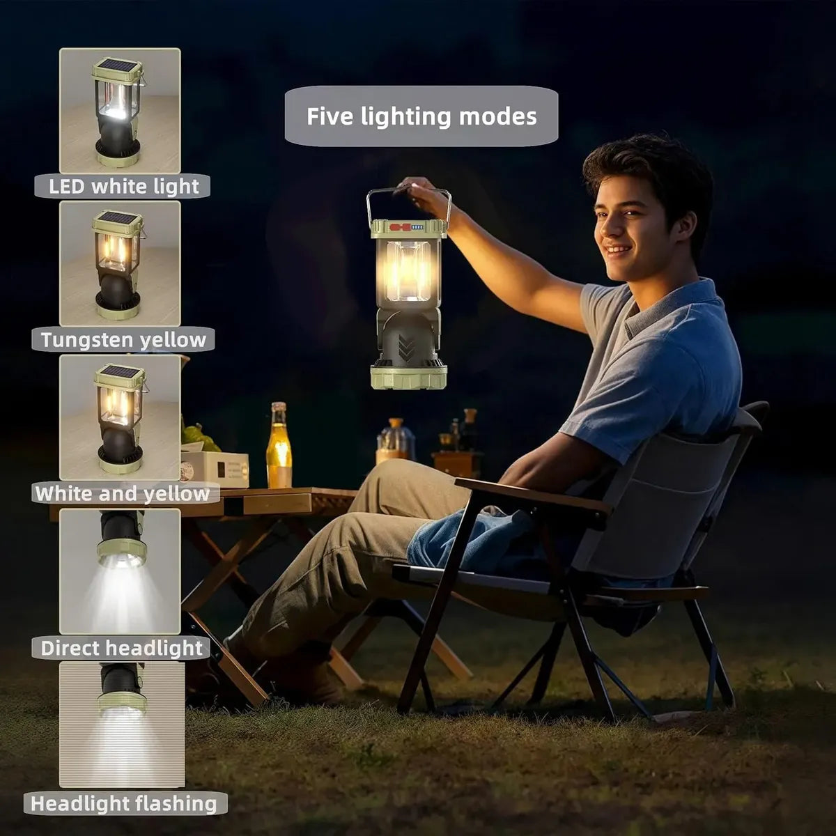 Luz De Camping Solar Portátil Multifuncional Angulo 180°