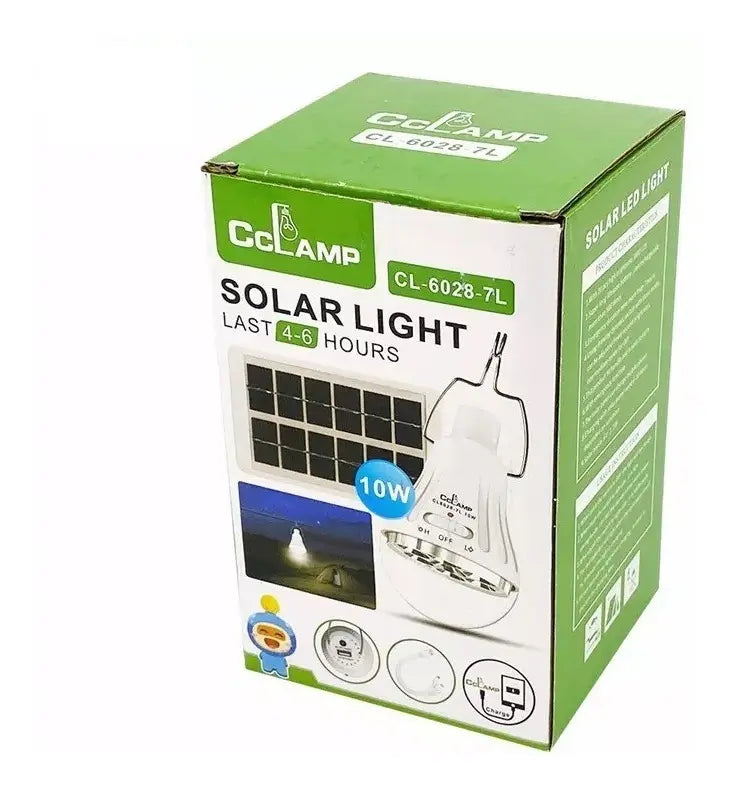 Ampolleta Led Con Panel Solar 7 Horas De Luz Usb Recargable