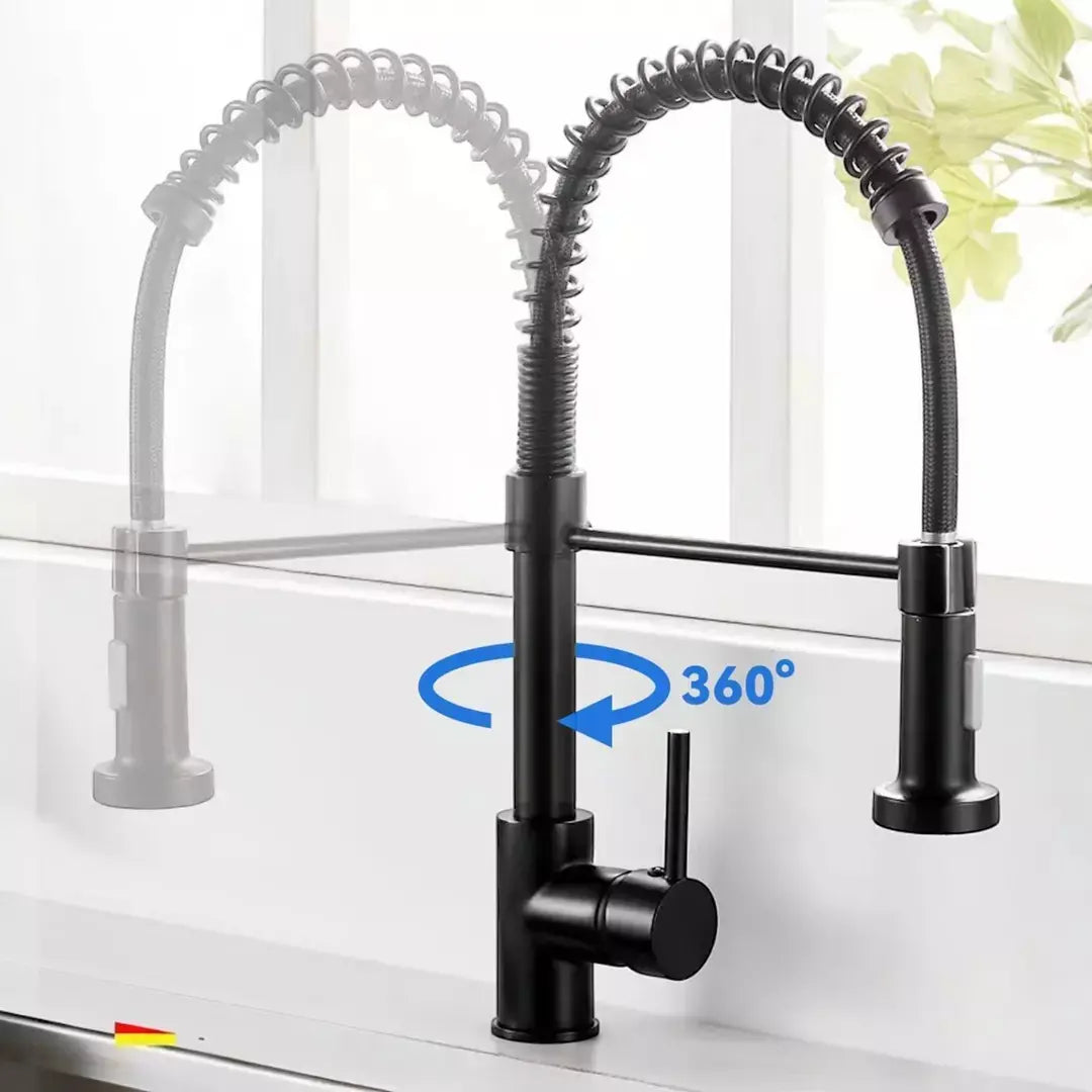 Grifo Llave Monomando Lavaplatos Flexible Color Negro Mate