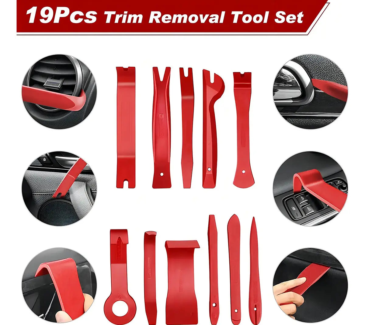 Kit Herramientas Desmontaje Molduras Coche 19 Piezas Plástico Nylon