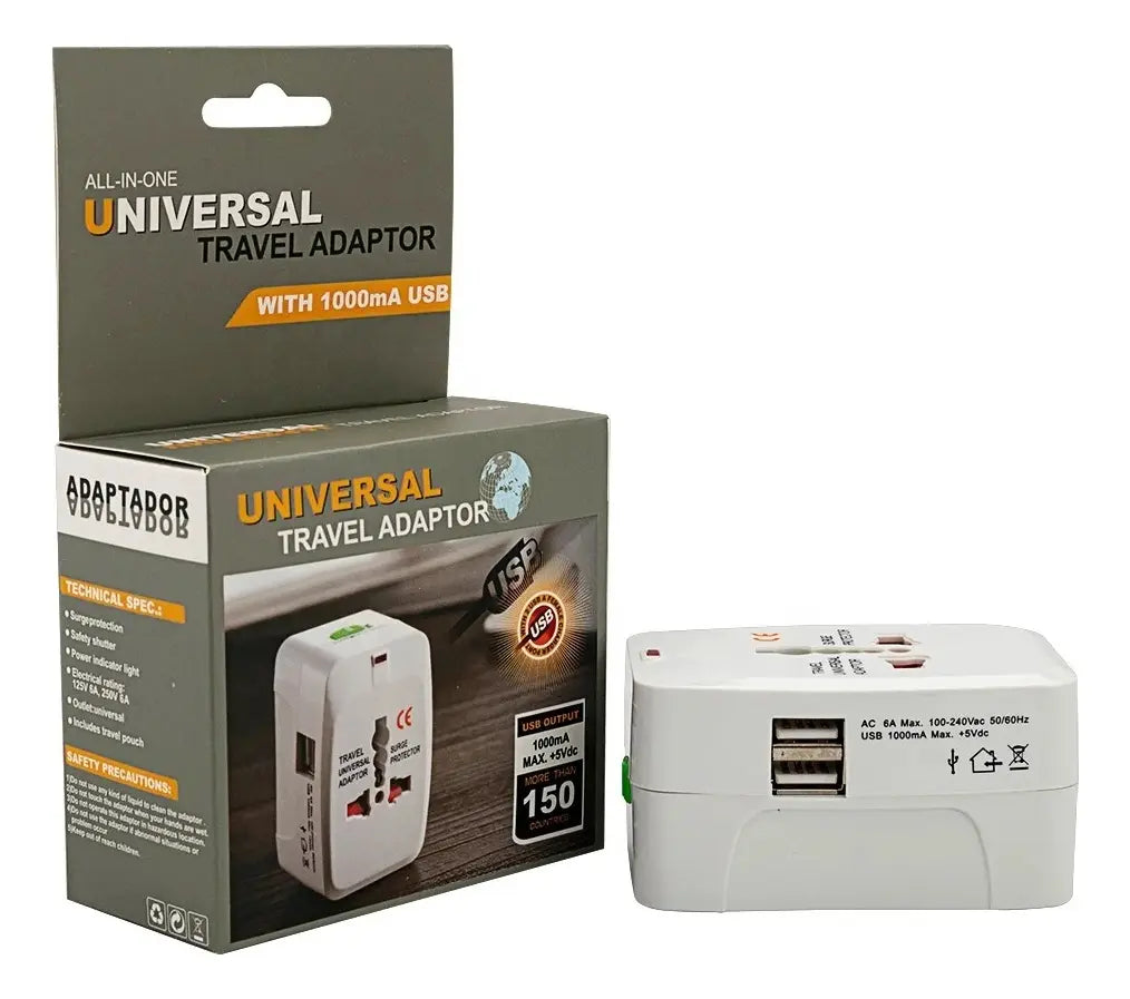 Adaptador Enchufe Universal Para Viajes Internacionales Usb