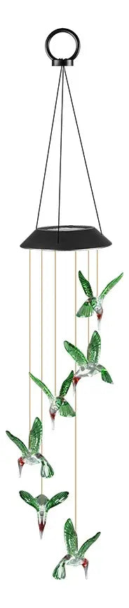 Luz LED Solar De Colores Con Campanilla De Viento En Forma De Colibrís