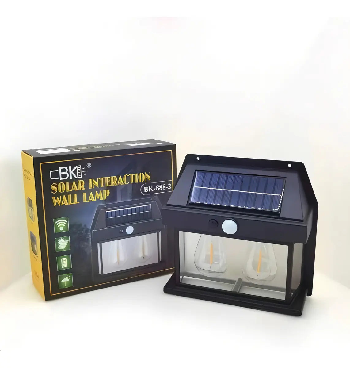 Pack X 2 Lampara Solar Led Ampolleta Doble Pared Aplique Estructura Negro