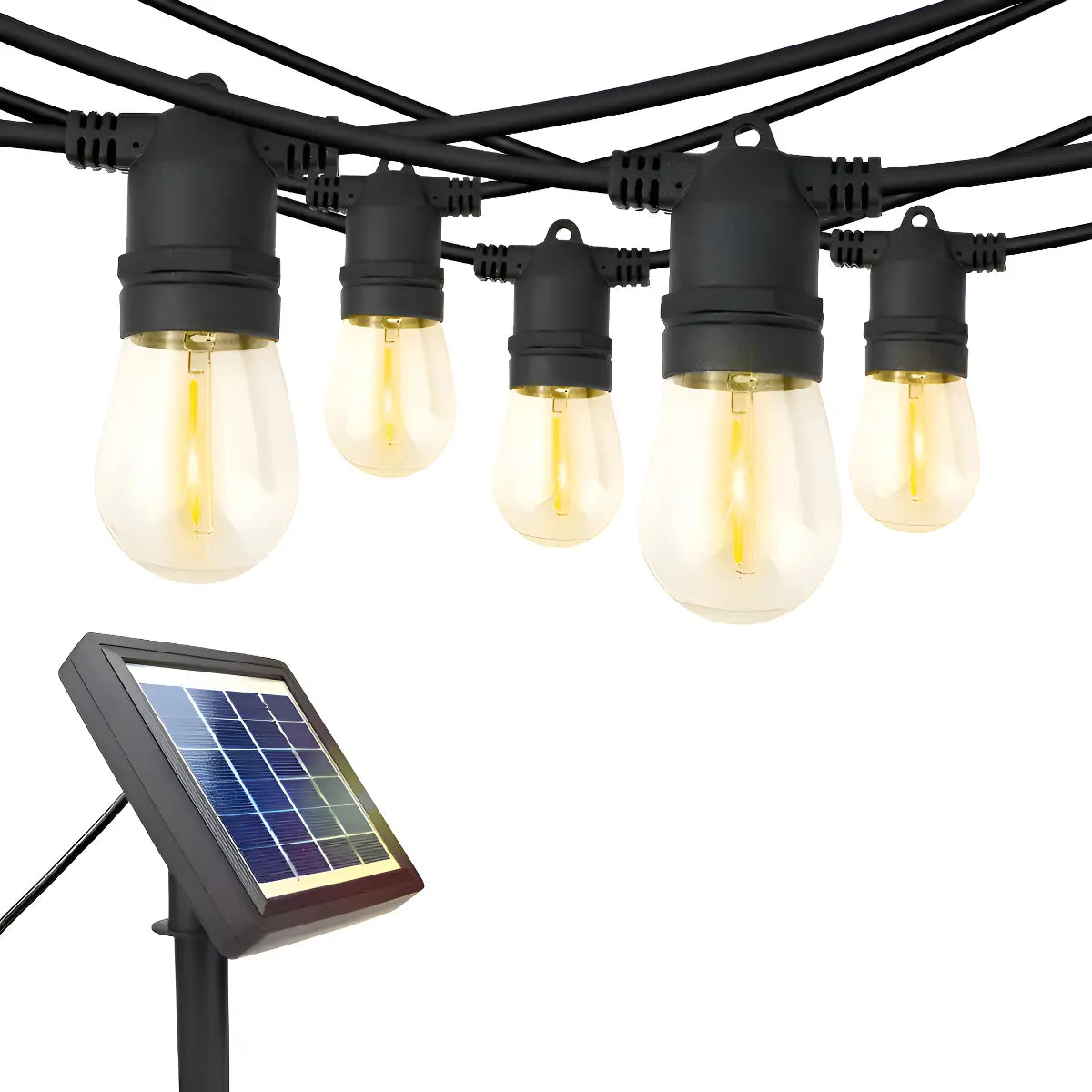 Guirnalda Solar Led 10 Ampolletas 5 Metros Luz Cálida 2700k