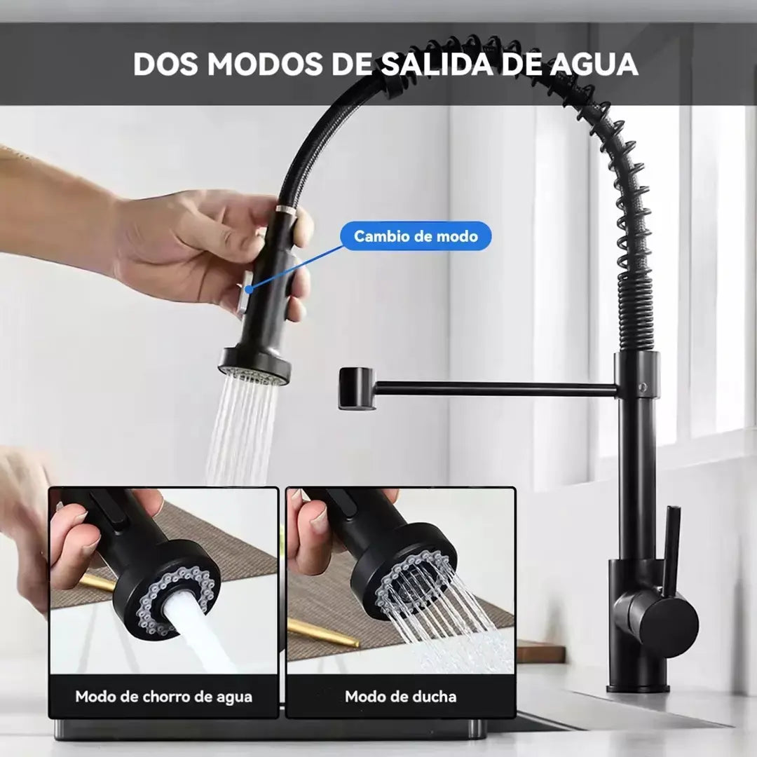 Grifo Llave Monomando Lavaplatos Flexible Color Negro Mate
