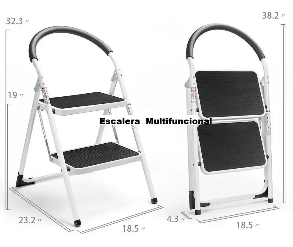 Escalera Plegable 2 Peldaños / Metálica Blanca