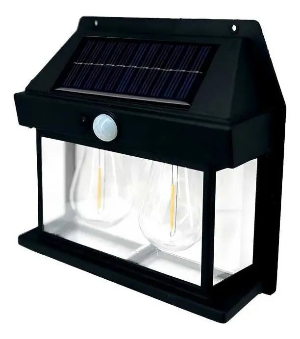 Pack X 2 Lampara Solar Led Ampolleta Doble Pared Aplique Estructura Negro