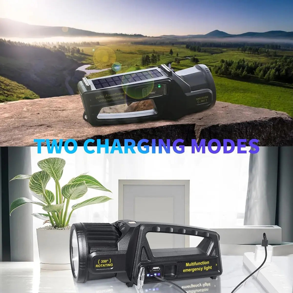 Linterna Táctica Solar Powered LED Recargable 650lm 10 Modos W5167