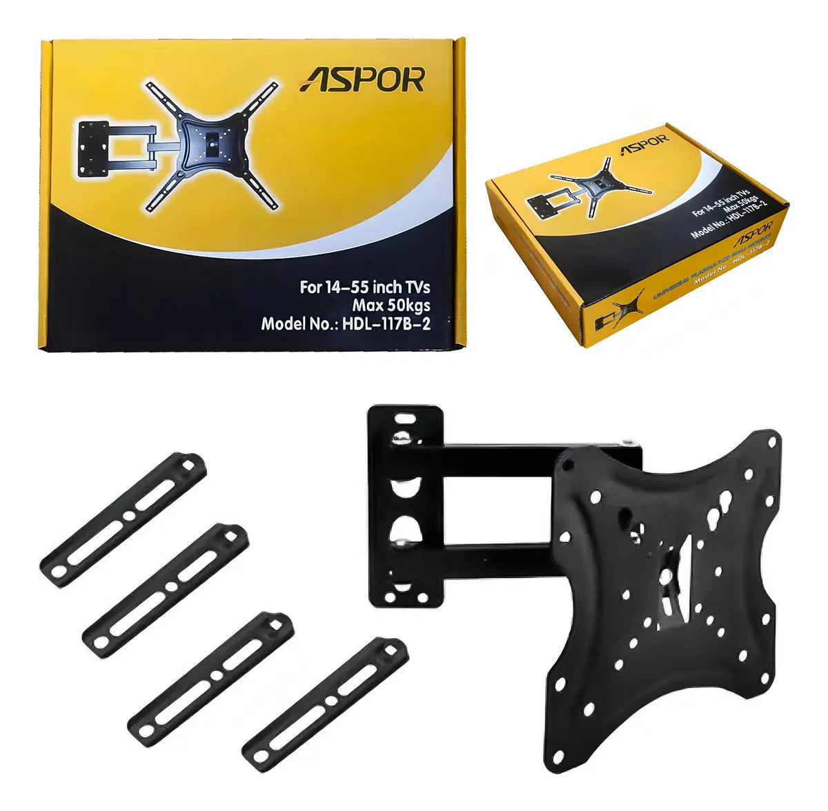 Soporte Para Tv Brazo 14 A 55 Pulgadas Pared Con Tornillos D Color Negro F-3 P-1