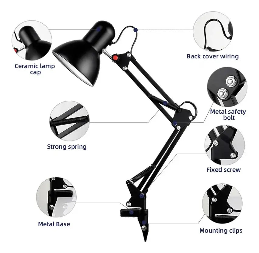 Lampara 360° De Escritorio Estudio Mesa Flexible