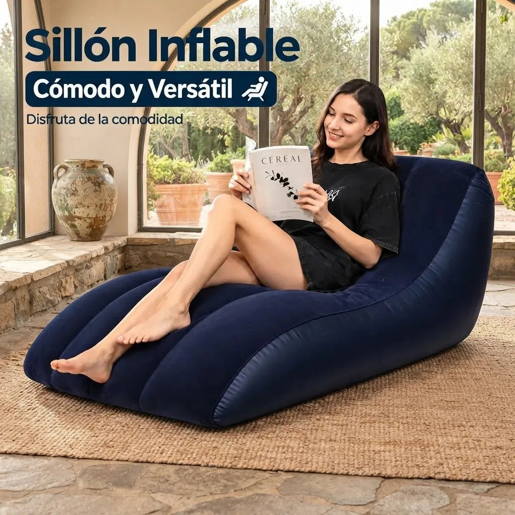 Sillón Inflable Tipo Sofá Aterciopelado Resistente Y Cómodo.