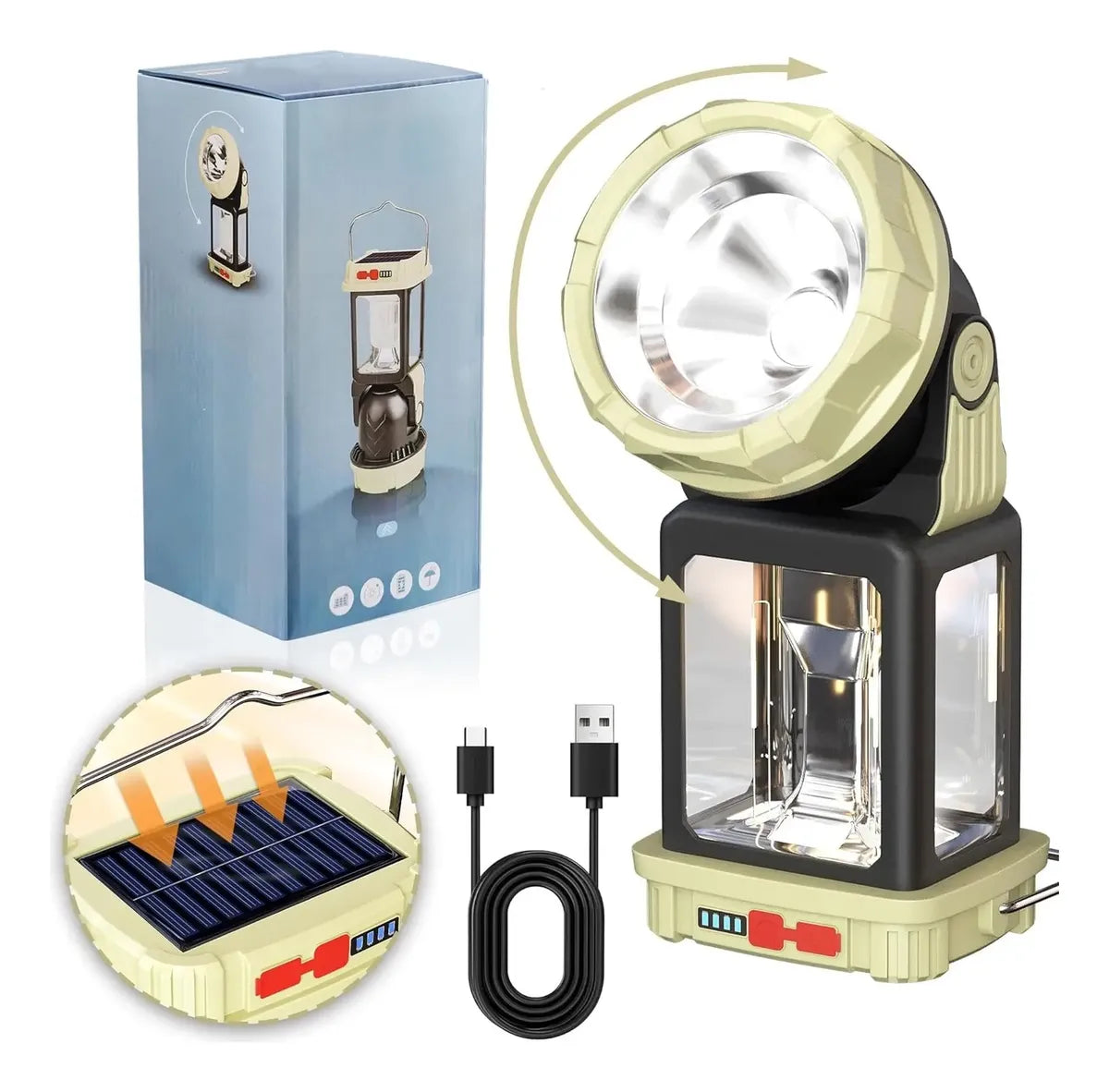 Luz De Camping Solar Portátil Multifuncional Angulo 180°