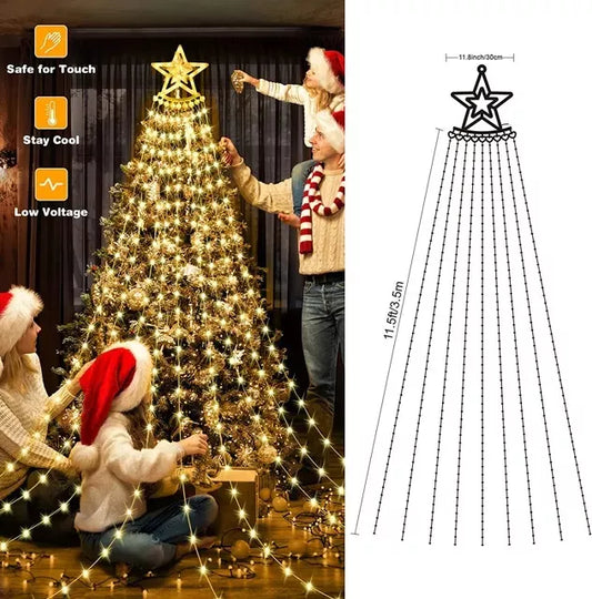 LUZ SOLAR LED CASCADA ESTRELLA 3 MTS. LUZ MULTICOLOR / CALIDA