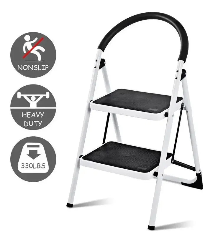 Escalera Plegable 2 Peldaños / Metálica Blanca