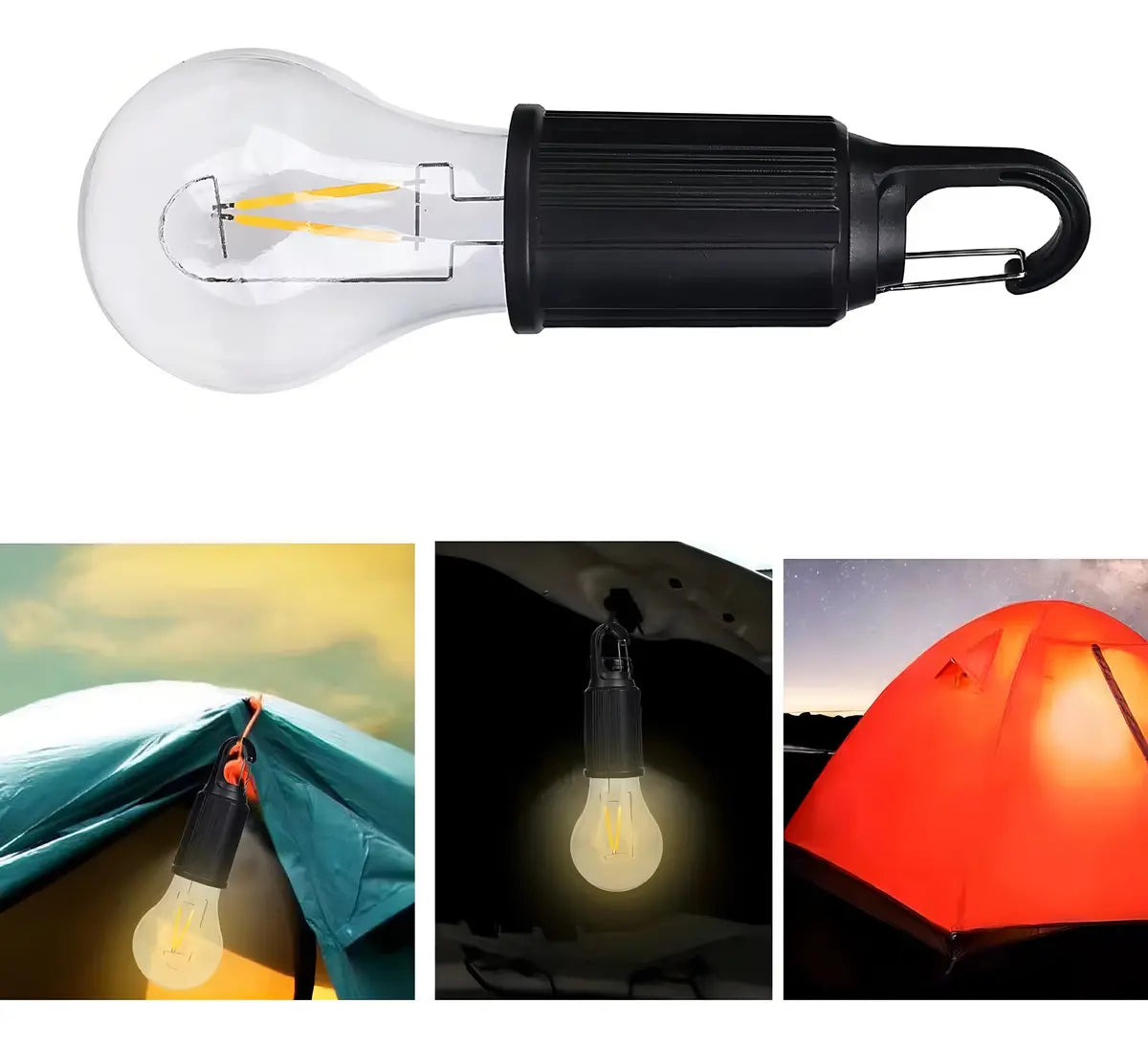 Linterna LED Recargable Solar Camping Tipo Ampolleta a Prueba de Agua