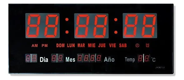 Reloj Digital De Pared Pantalla Led Estructura Negro Usb
