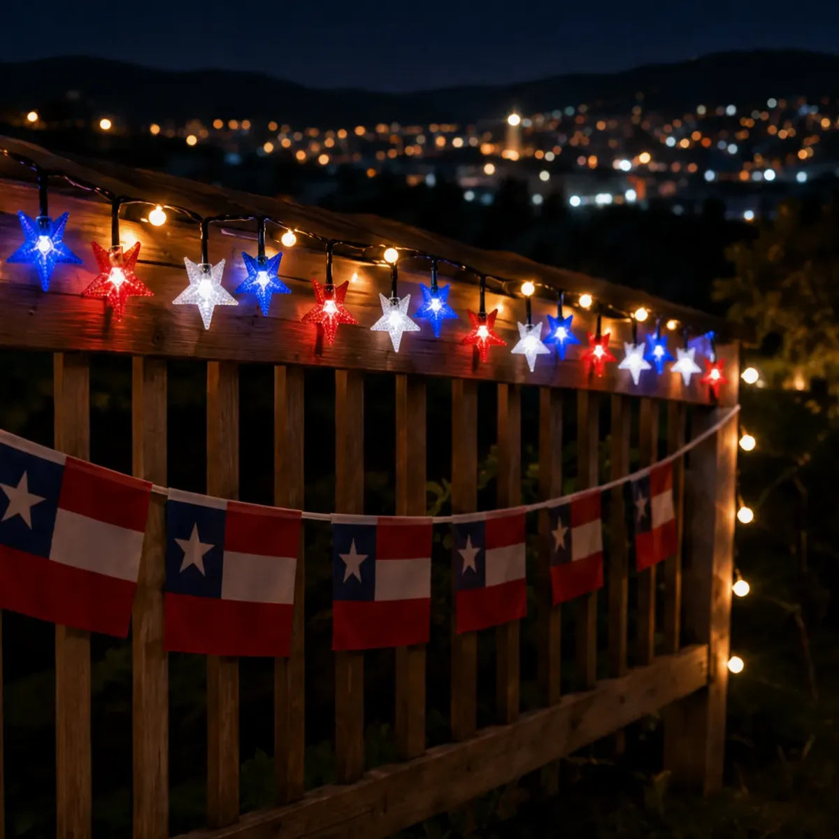 Guirnalda Luces Led Estrellas 20mtr Tricolor Fiestas Patrias