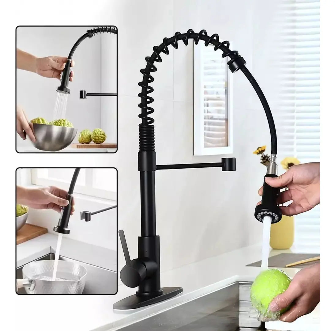 Grifo Llave Monomando Lavaplatos Flexible Color Negro Mate