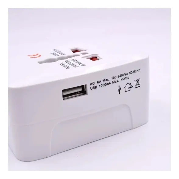 Adaptador Enchufe Universal Para Viajes Internacionales Usb