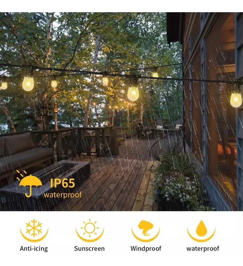 Guirnalda Solar Led 10 Ampolletas 5 Metros Luz Cálida 2700k