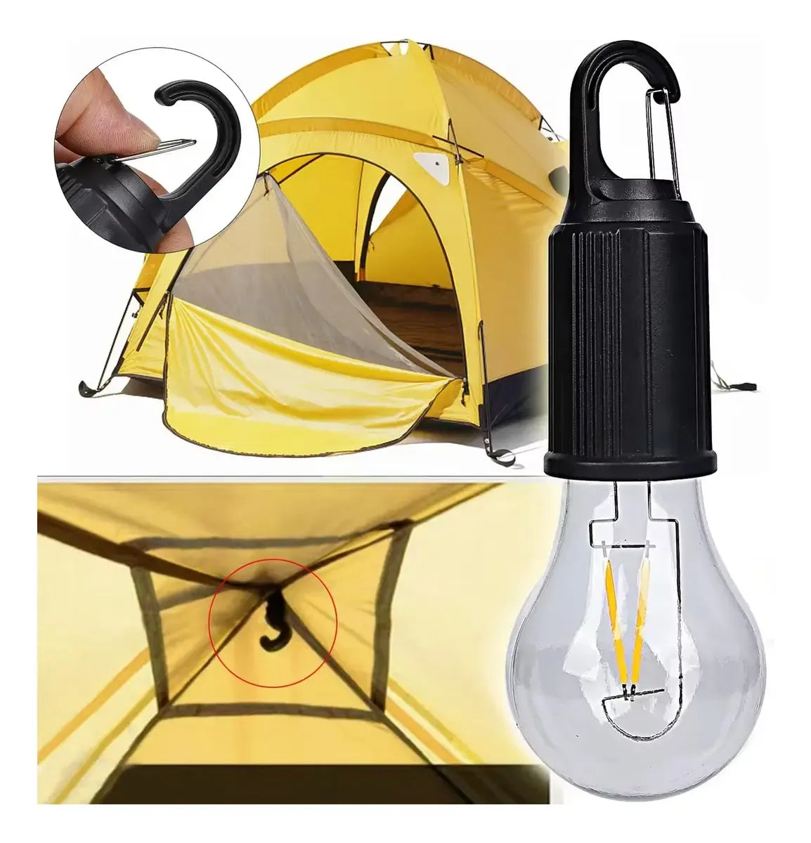 Linterna LED Recargable Solar Camping Tipo Ampolleta a Prueba de Agua