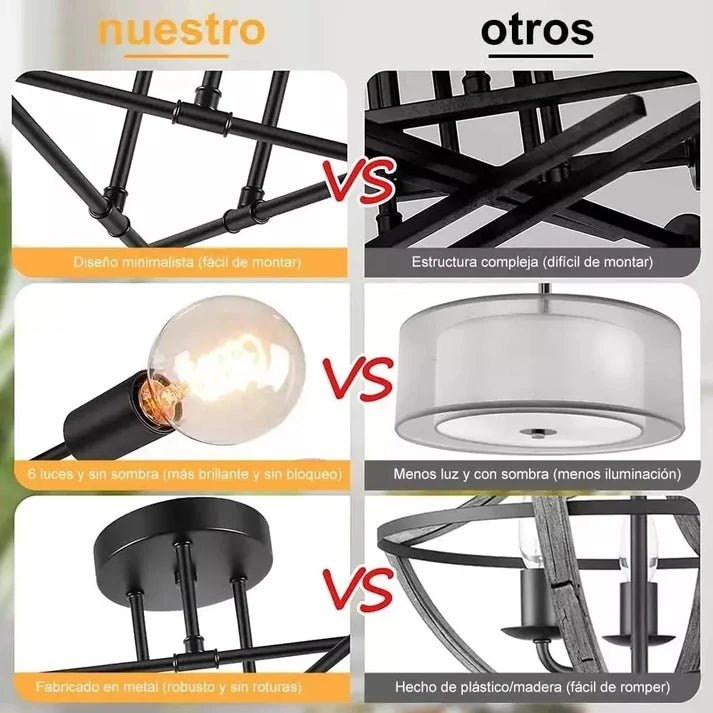 Lámpara de Techo Moderna 6 Luces E27 Brazos Giratorios