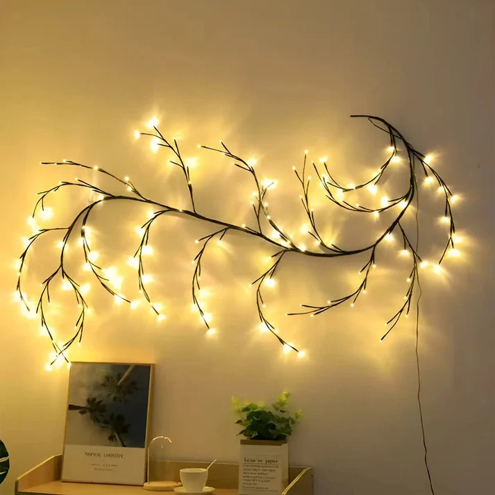 Guirnalda LED de Rama 1.8m USB 96 Luces Cálidas para Dormitorio, Sala y Eventos