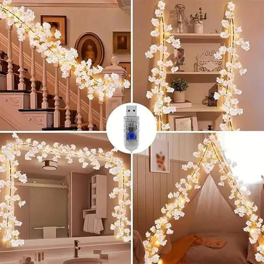 Guirnalda LED Flores de Cerezo 1,6 m USB Luz Cálida