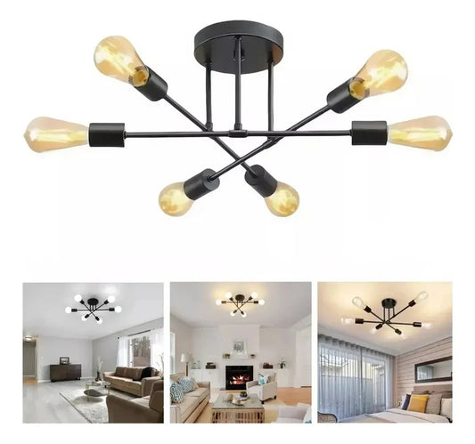 Lámpara de Techo Moderna 6 Luces E27 Brazos Giratorios