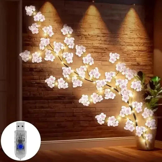 Guirnalda LED Flores de Cerezo 1,6 m USB Luz Cálida