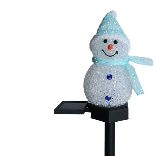 ESTACA SOLAR LED LUZ CÁLIDA ESTILO MUÑECO DE NIEVE