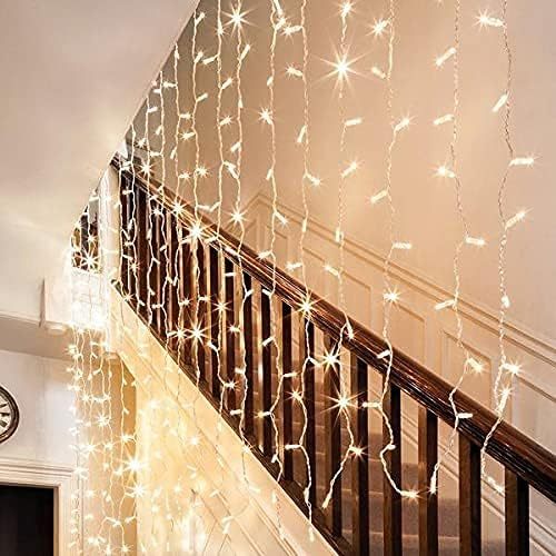 Pack 4 Cortinas LED Cascada 3 m para Navidad, Ventanas y Terraza