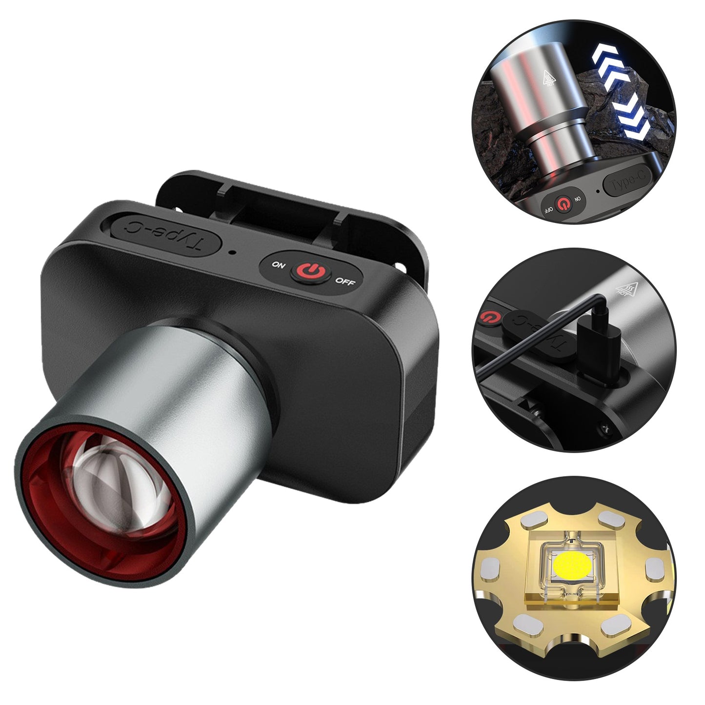 Linterna Frontal LED Recargable Carcasa Plastico