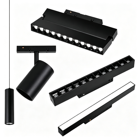 Riel LED de 1 m con 3 Focos Cilíndricos 40W para Iluminación Interior