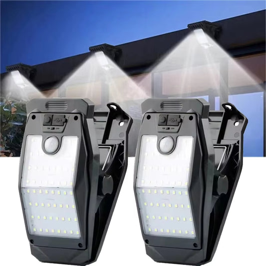 Pack x 2 Foco Solar Led Tipo Pinzas Exterior Portátil Recargable