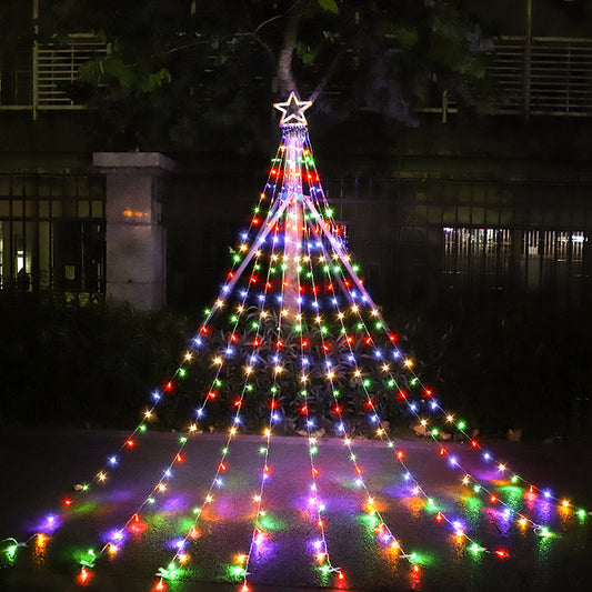 Cortina Solar LED de Estrella 5 m Multicolor con Control Remoto para Navidad, Jardín y Terraza