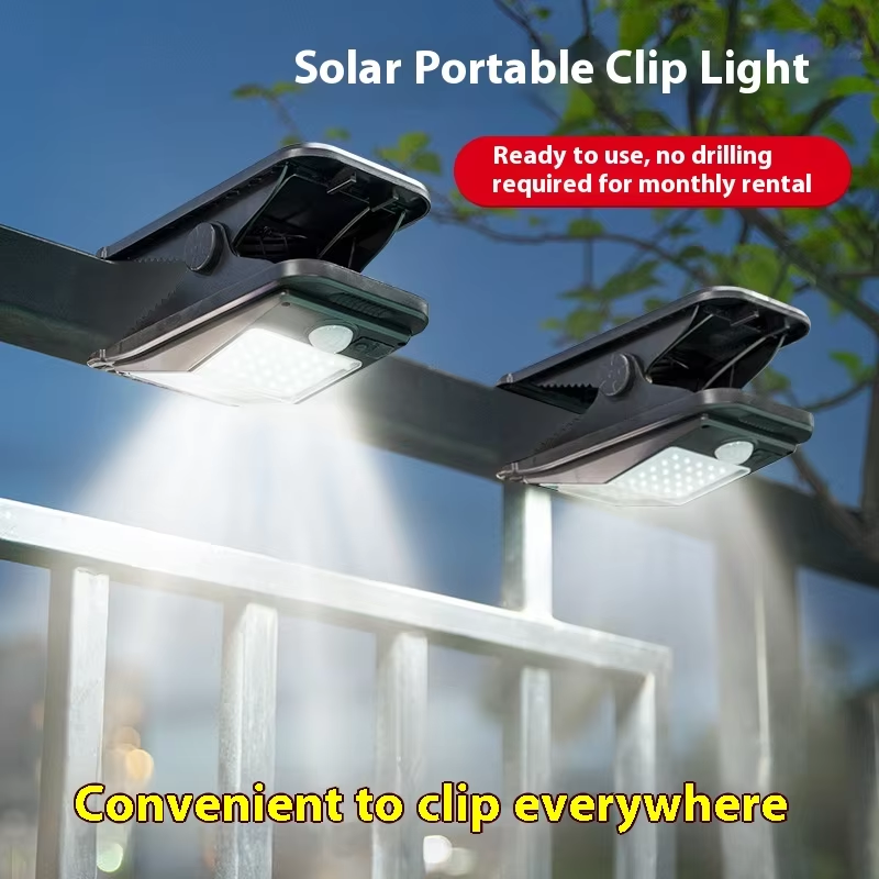 Foco Solar Led Tipo Pinzas Exterior Portátil Recargable