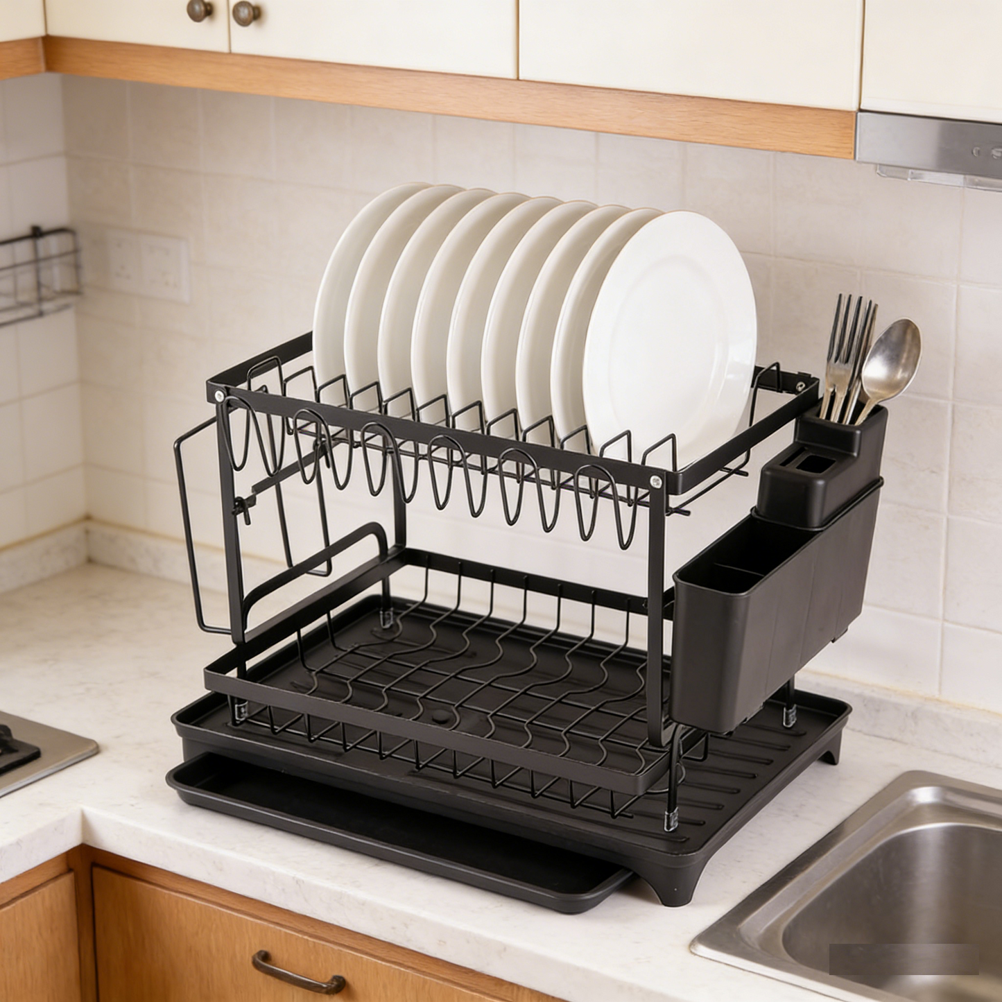 Secador Escurridor De Loza Platos 2 Niveles Acero Inoxidable
