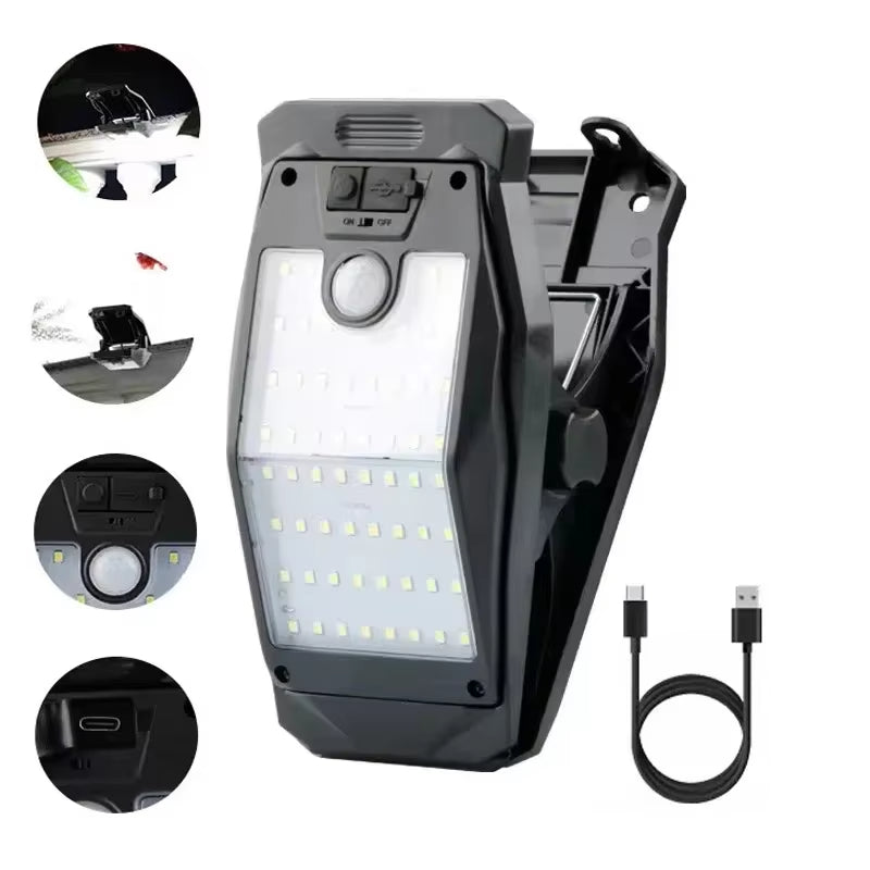 Foco Solar Led Tipo Pinzas Exterior Portátil Recargable