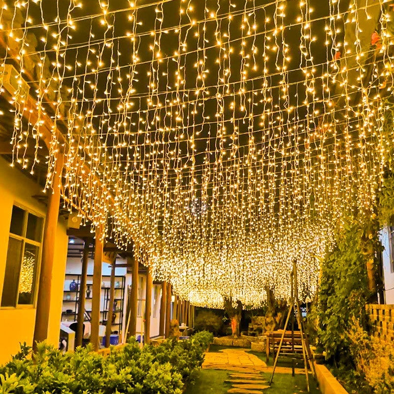 Pack 4 Cortinas LED Cascada 3 m para Navidad, Ventanas y Terraza