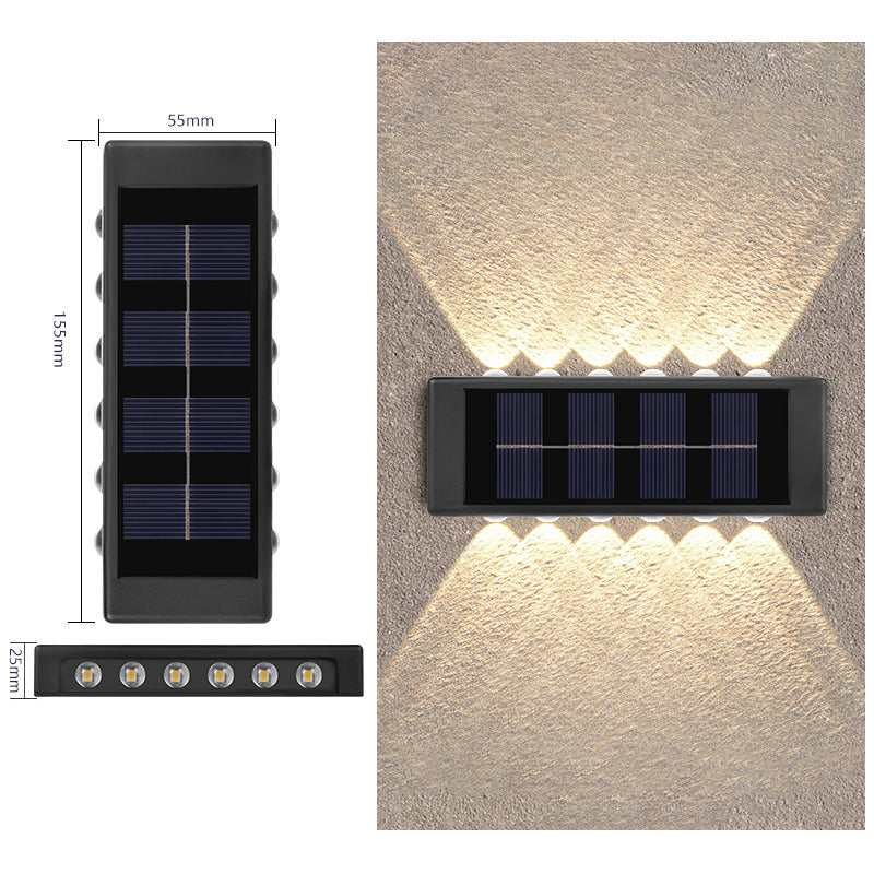 Pack De 2 Foco Aplique De Muro Solar 12 Led Cálida Estructura Negro