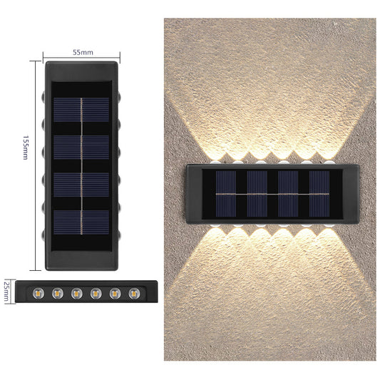 Pack De 4 Foco Aplique De Muro Solar 12 Led Cálida Estructura Negro