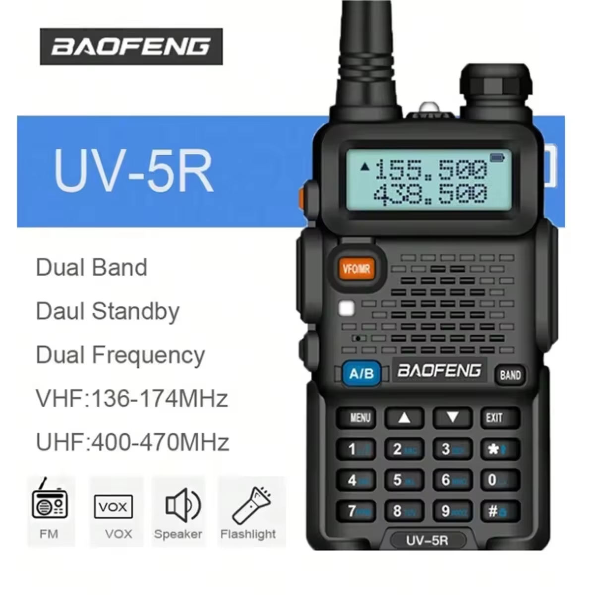 Radio Transmisor Walkie Talkie Dual Band Uv-5r Vhf Uhf Fm