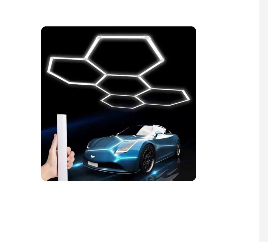 Lampara LED hexagonal de techo para talleres, gimnasios y barberias  192W 6500K